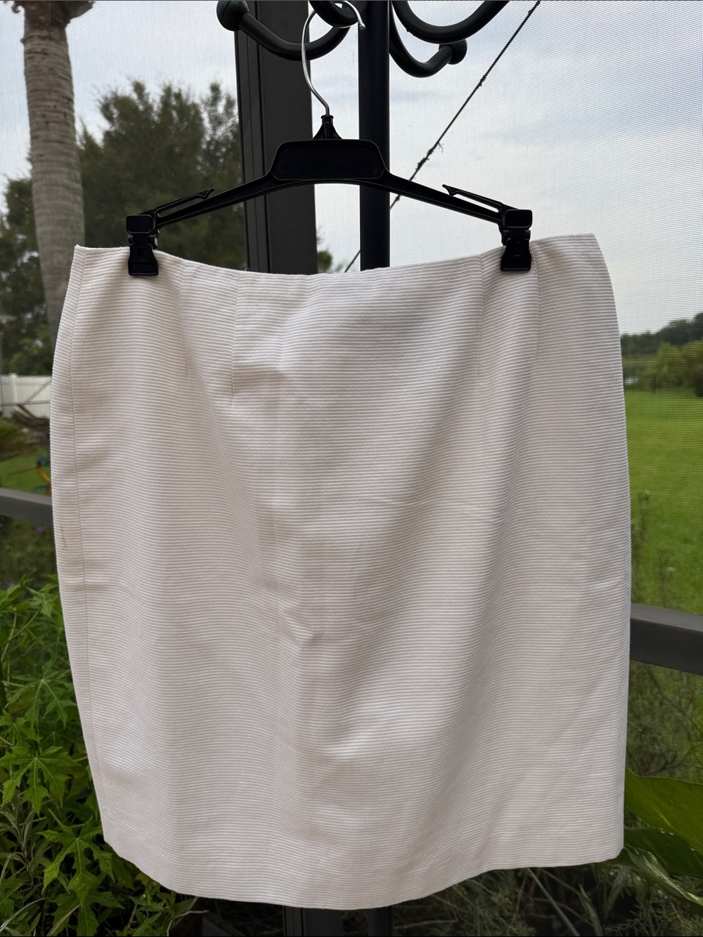 Finity Cream Ribbed Pencil Skirt